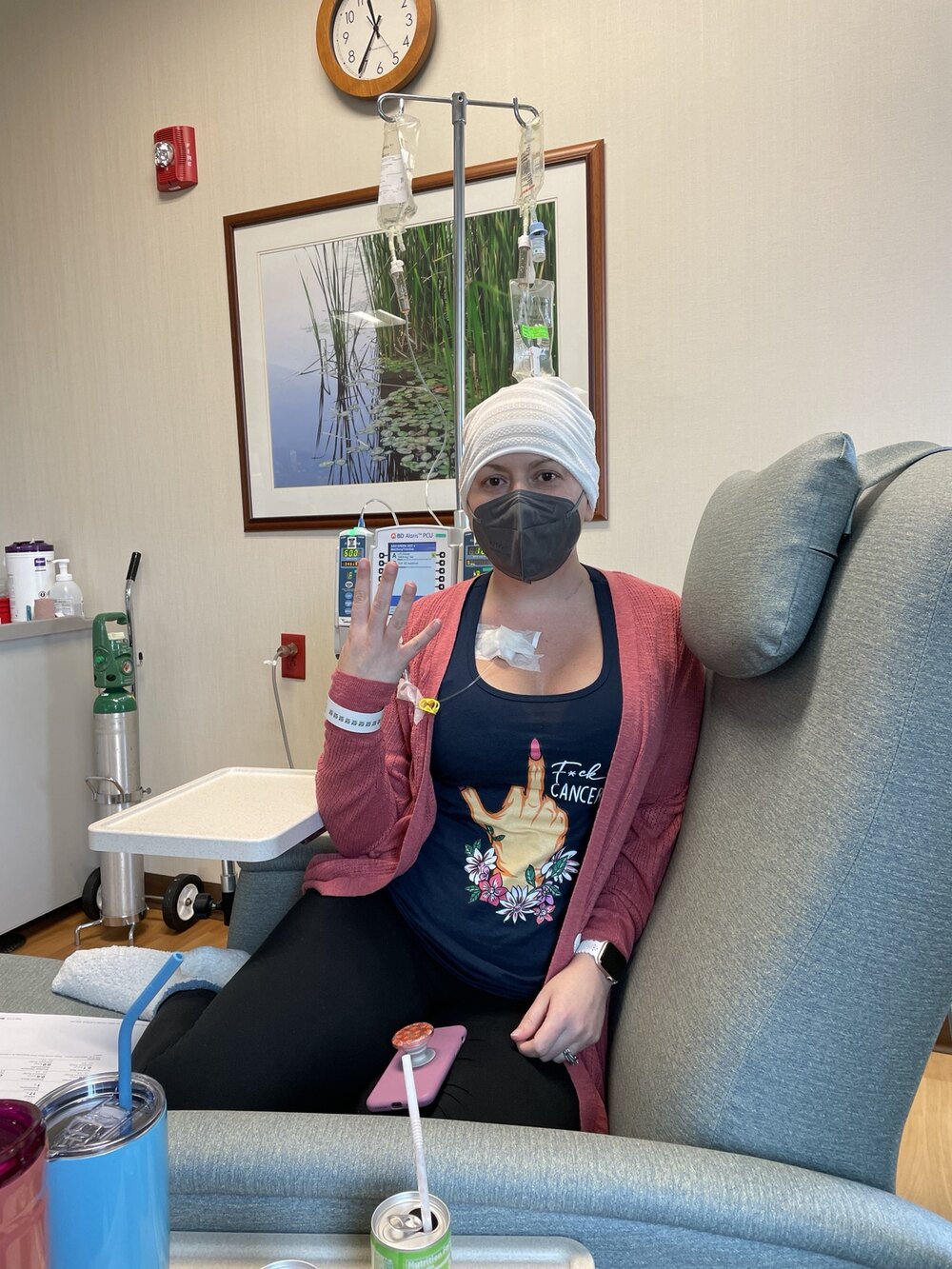 Courtney receiving chemotherapy in 2022